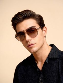 IDEE - Brown Gradient Lens Pilot Sunglass Full Rim Shiny Brown Frame (60)