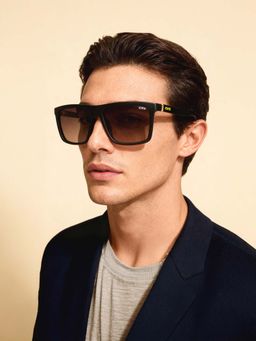 IDEE - Brown Gradient Lens Square Sunglass Full Rim Shiny Dark Brown Frame (58)