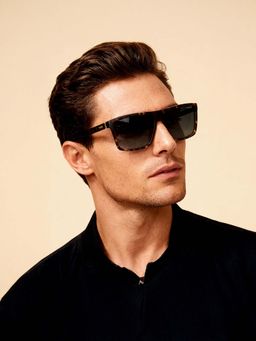 IDEE - Green Gradient Lens Square Sunglass Full Rim Shiny Yellow Brown Demi Frame (58)