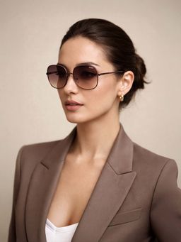 IDEE - Brown Gradient Lens Square Sunglass Full Rim Shiny Brown Frame (56)