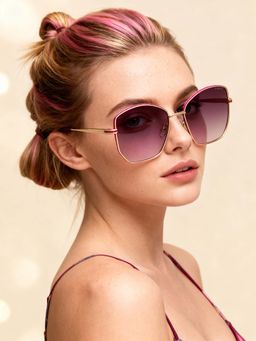 IDEE - Purple Round 100% Uv Protected Sunglasses For Women Size 57