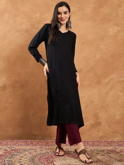 InWeave - Black Slit Kurta and Pant