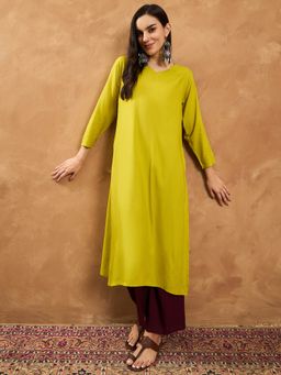 InWeave - Yellow Slit Kurta and Pant