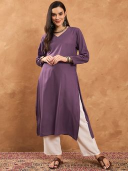InWeave - Mauve Slit Kurta and Pant