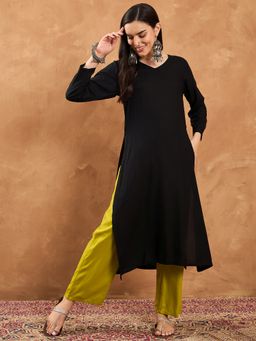 InWeave - Black Slit Kurta and Pant