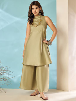 InWeave - Pale Olive Boho Kurta and Palazzo