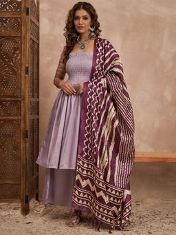 InWeave - Light Mauve Strapless Kurta with Palazzo and Dupatta