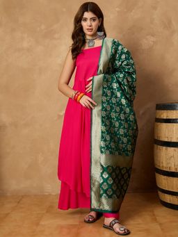 InWeave - Pink Strappy Set Kurta with Palazzo and Dupatta