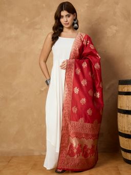 InWeave - White Strappy Set Kurta with Palazzo and Dupatta