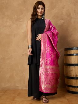 InWeave - Black Silk Boho Kurta with Palazzo and Dupatta