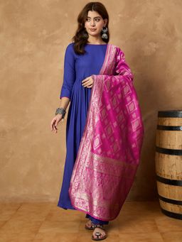 InWeave - Blue Anarkali Kurta with Palazzo and Dupatta