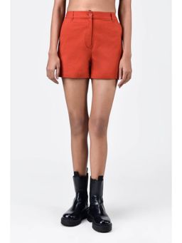 Genes Lecoanet Hemant - Women'S Regular Fit Cotton Light Twill Shorts Coral Orange