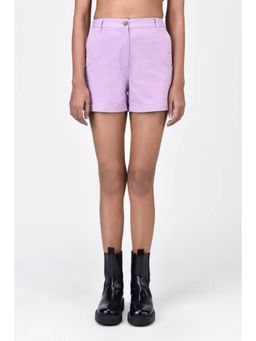 Genes Lecoanet Hemant - Women'S Regular Fit Cotton Light Twill Shorts Lavender