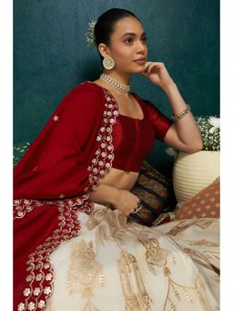 Soch - Womens Red Art Silk Solid Padded Blouse