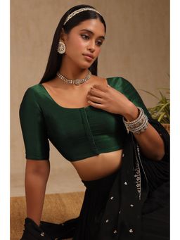 Soch - Womens Green Art Silk Solid Padded Blouse