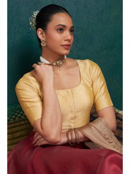 Soch - Womens Gold Art Silk Solid Padded Blouse