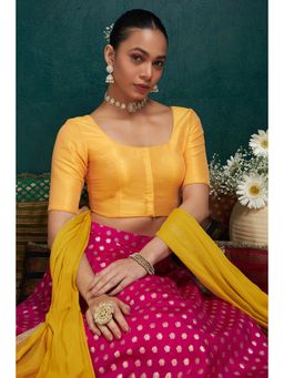 Soch - Womens Mustard Art Silk Solid Padded Blouse