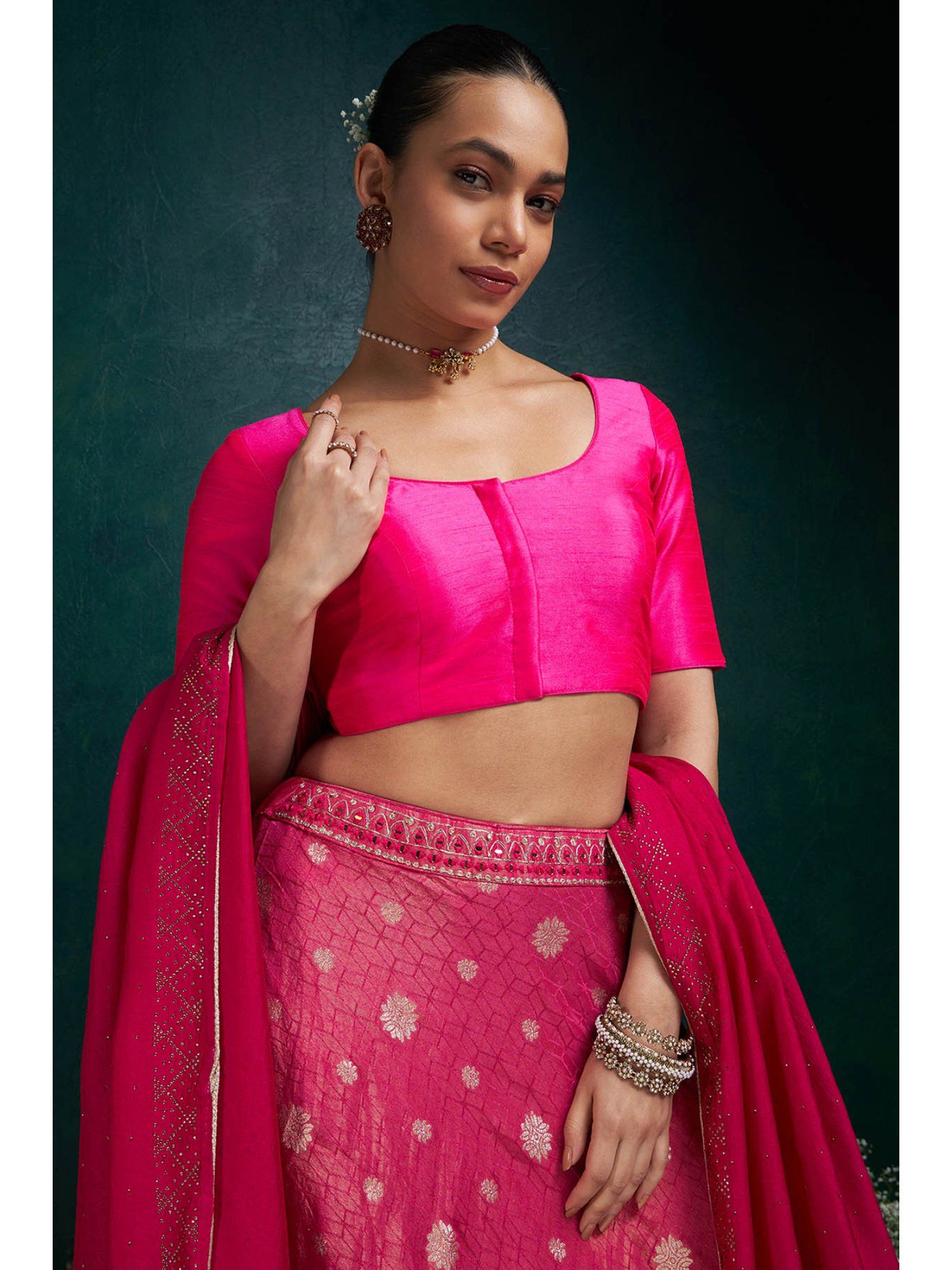 soch Womens Fuchsia Pink Solid Art Silk Padded Stitched Blouse-picture-10