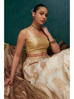 Soch - Women's Beige Tussar Woven Design Blouse