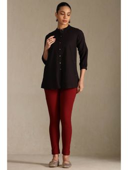 Soch - Womens Red Viscose Solid Ankle Length Pant