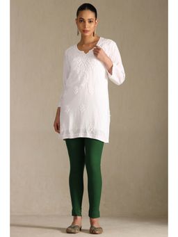 Soch - Womens Green Viscose Solid Ankle Length Pant