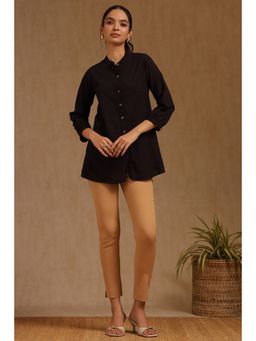 Soch - Womens Beige Viscose Solid Straight Pant