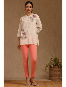 Soch - Womens Peach Viscose Solid Straight Pant