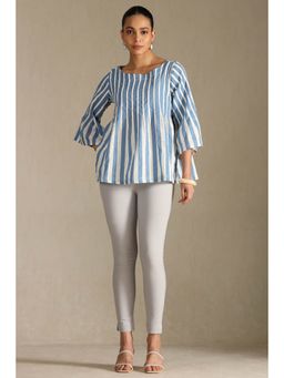 Soch - Womens Light Blue Viscose Solid Straight Pant