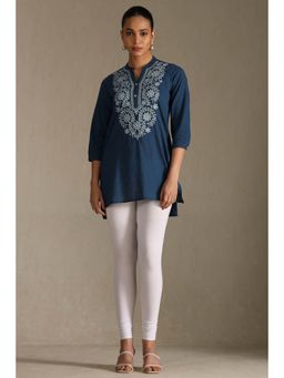 Soch - Women White Solid Cotton Hosiery Churidar Leggings