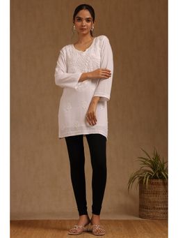 Soch - Women Black Solid Cotton Hosiery Churidar Leggings