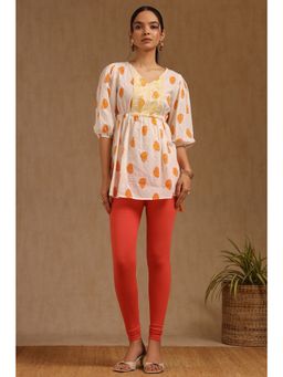 Soch - Women Red Solid Pure Cotton Skinny Leggings