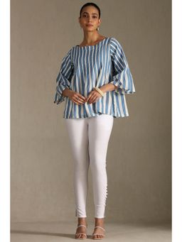 Soch - Women White Solid Cotton Pant with 8 Buttons On Bottom