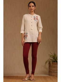 Soch - Womens Maroon Solid Cotton Hosiery Churidar Legging