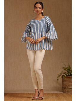 Soch - Women Off White Viscose Blend Embroidered Pant