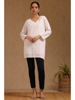 Soch - Womens Navy Blue Viscose Blend Pant with Thread Work