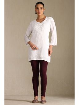 Soch - Women Wine Cotton Blend Solid Leggings