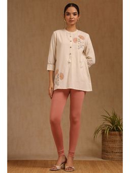 Soch - Womens Onion Pink Cotton Blend Solid Leggings