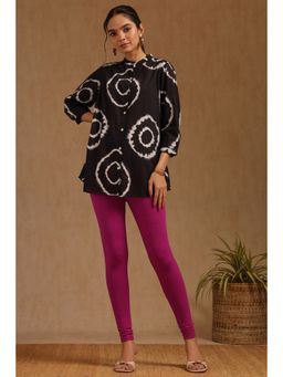 Soch - Womens Magenta Cotton Blend Solid Leggings