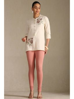 Soch - Womens Onion Pink Cotton Blend Solid Leggings