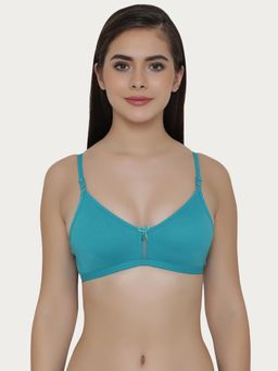 Clovia - Cotton Rich Solid Non-Padded Full Cup Wire Free T-shirt Bra - Teal