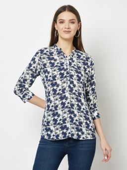 CRIMSOUNE CLUB - Women Blue Abstract Print Top