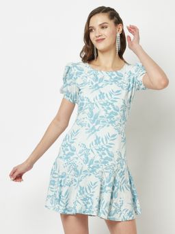 CRIMSOUNE CLUB - Women Sky Blue Floral Dress