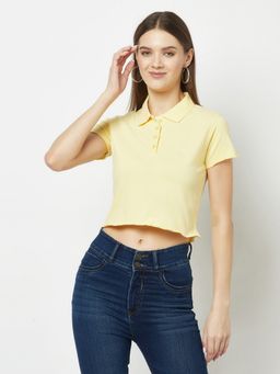 CRIMSOUNE CLUB - Women Pale Yellow Crop Top