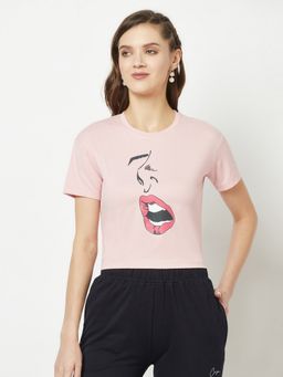 CRIMSOUNE CLUB - Women Pink Graphic Crop Top