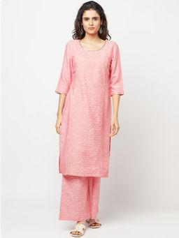 Aurelia - Peach Printed Kurta With Palazzo (Set of 2)