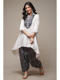 Biba - Womens Marble Carbon Printed Poly Viscose Straight Kurta (Set of 2)