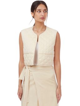 Genes Lecoanet Hemant - Beige Varsha Gilet Round Neck Jacket
