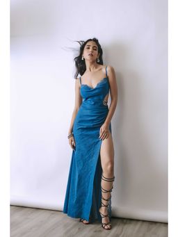 BABITA M - Women'S Denim Solid Blue Dress