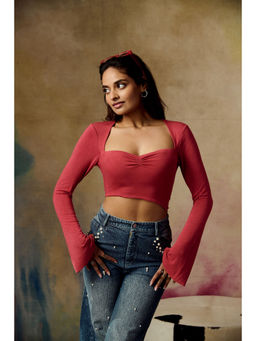 Lea Clothing - Women's Rust Solid Crop Top