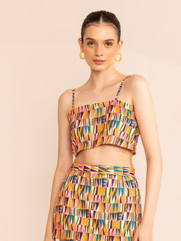 Kaori By Shreya - Women's Yellow Printed Crop Top